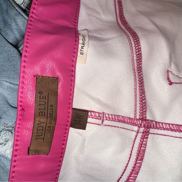 Judy Blue Straight Leg Pants Women Size 14W Black Faux Leather High Rise Vegan - Picture 3 of 3